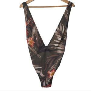 Windsor Olive Floral Cheeky One Piece Bathing Suit Size Small